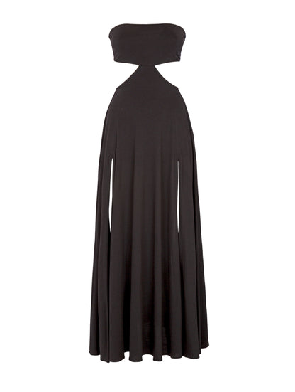 Maxi Bandeau-Kleid mit Cut-Outs und zum Binden am Rücken mit Schlitzen