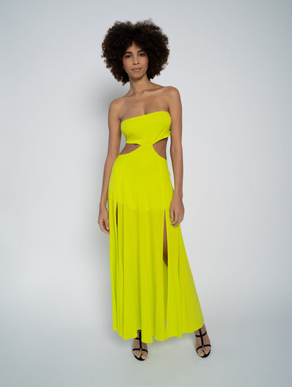 Maxi Bandeau-Kleid mit Cut-Outs und zum Binden am Rücken mit Schlitzen