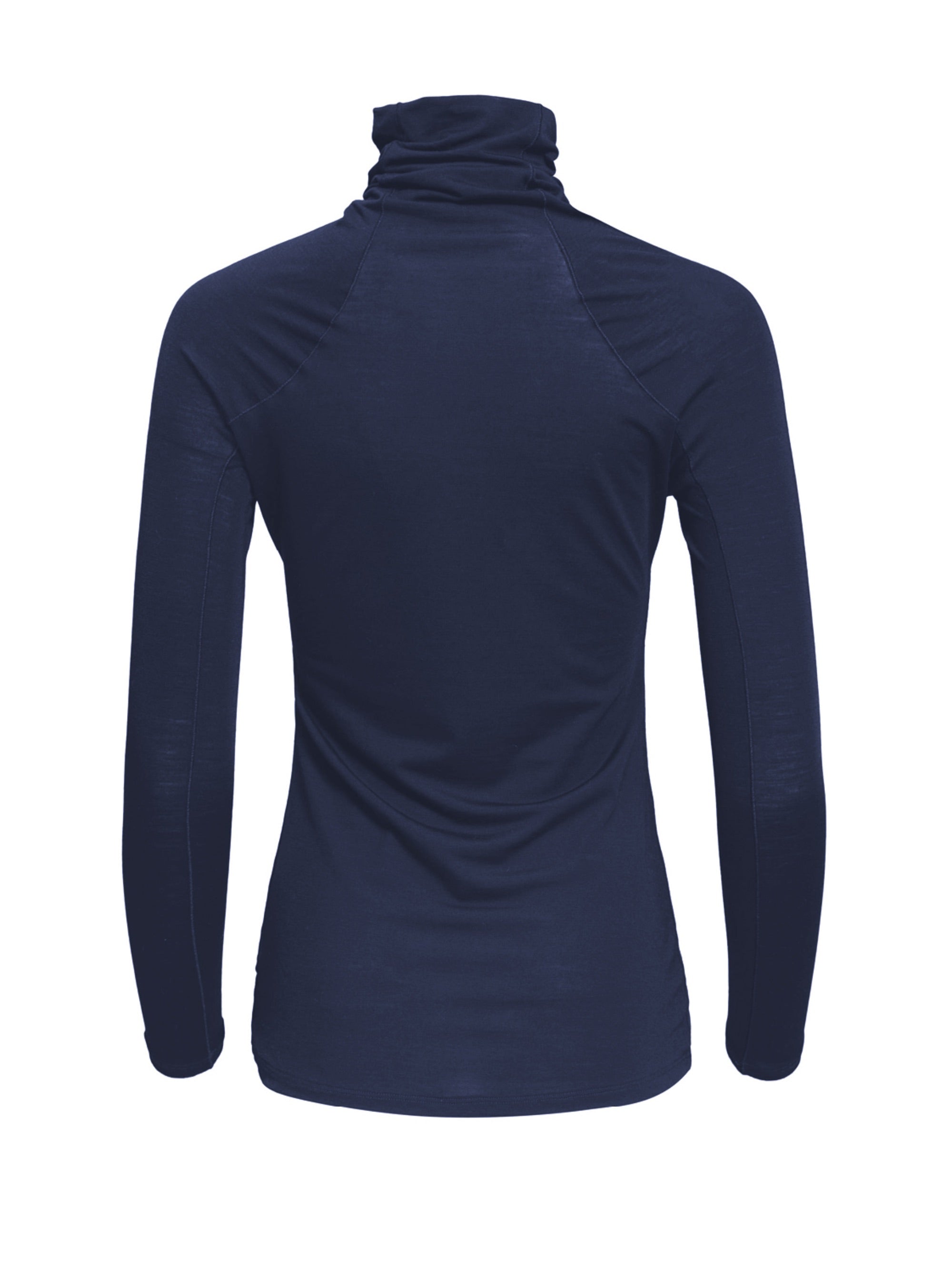 Blaues figurbetontes superweiches Longsleeve mit hohem Rollkragen aus Modal von Helene Galwas