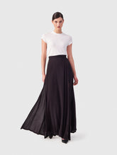 Maxi-Rock aus 100% Viskose, verstellbarem Bund mit Knöpfen und Schlitz am Bein