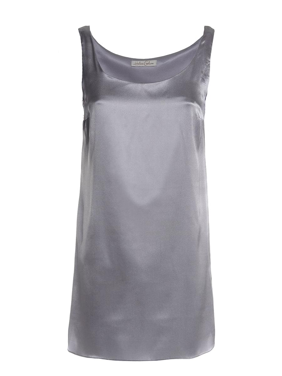 Ärmelloses Mini-Kleid aus hochwertiger Seide mit abnehmbaren Straussenfedern am Arm