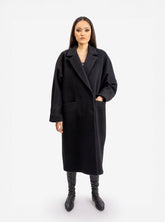 Schwarzer Oversize Mantel Hanna aus Schurwolle von Helene Galwas