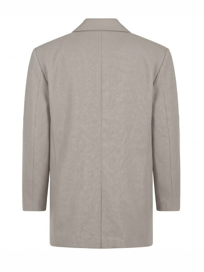 Oversize-Interpretation unseres Bestsellers Jessica aus leichtem Leinen-Baumwoll-Wollmix mit markantem Revers und Schulterpolstern.