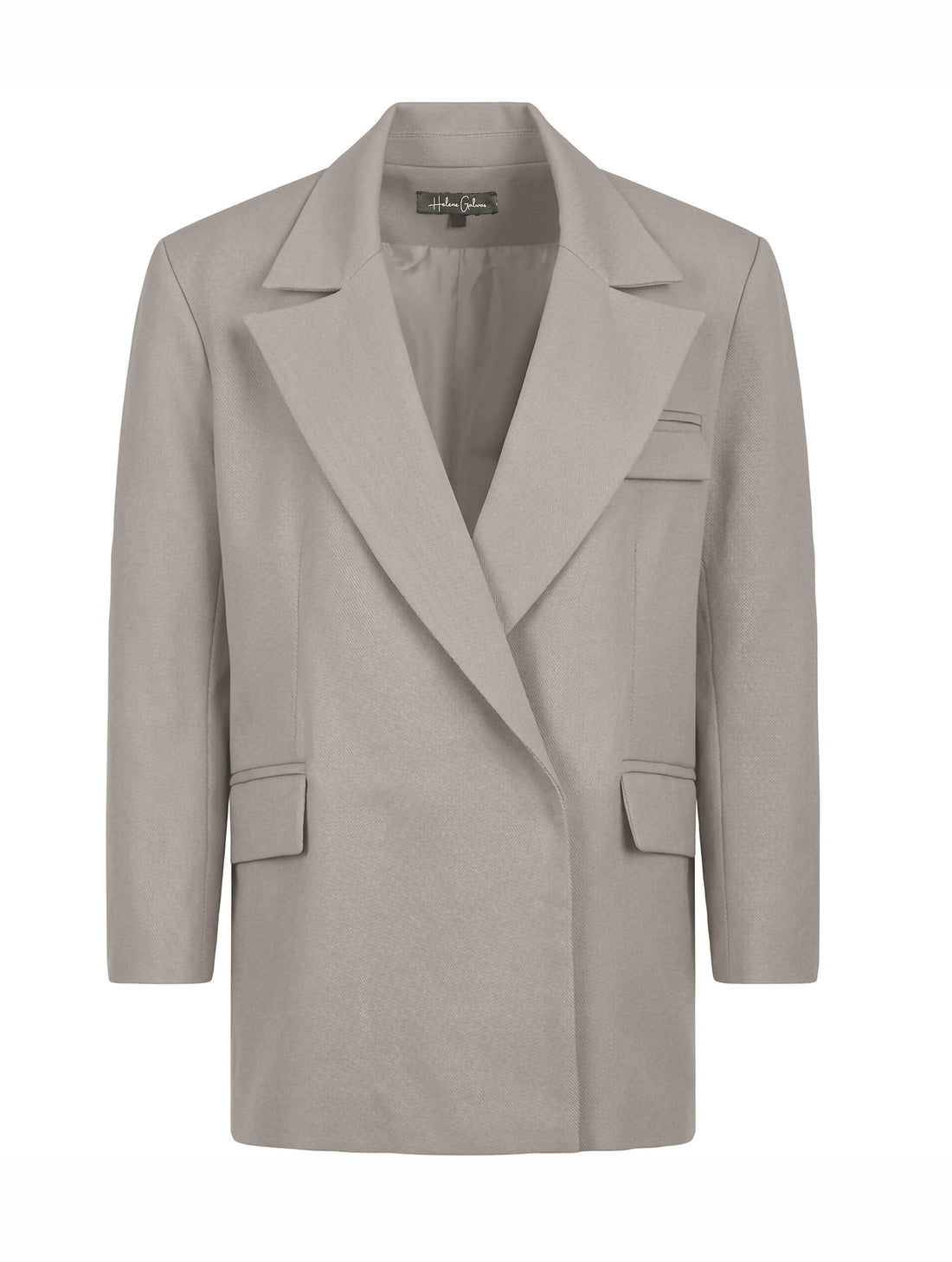 Oversize-Interpretation unseres Bestsellers Jessica aus leichtem Leinen-Baumwoll-Wollmix mit markantem Revers und Schulterpolstern.