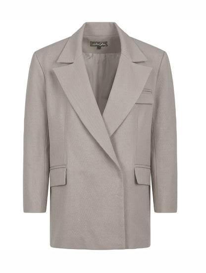 Oversize-Interpretation unseres Bestsellers Jessica aus leichtem Leinen-Baumwoll-Wollmix mit markantem Revers und Schulterpolstern.