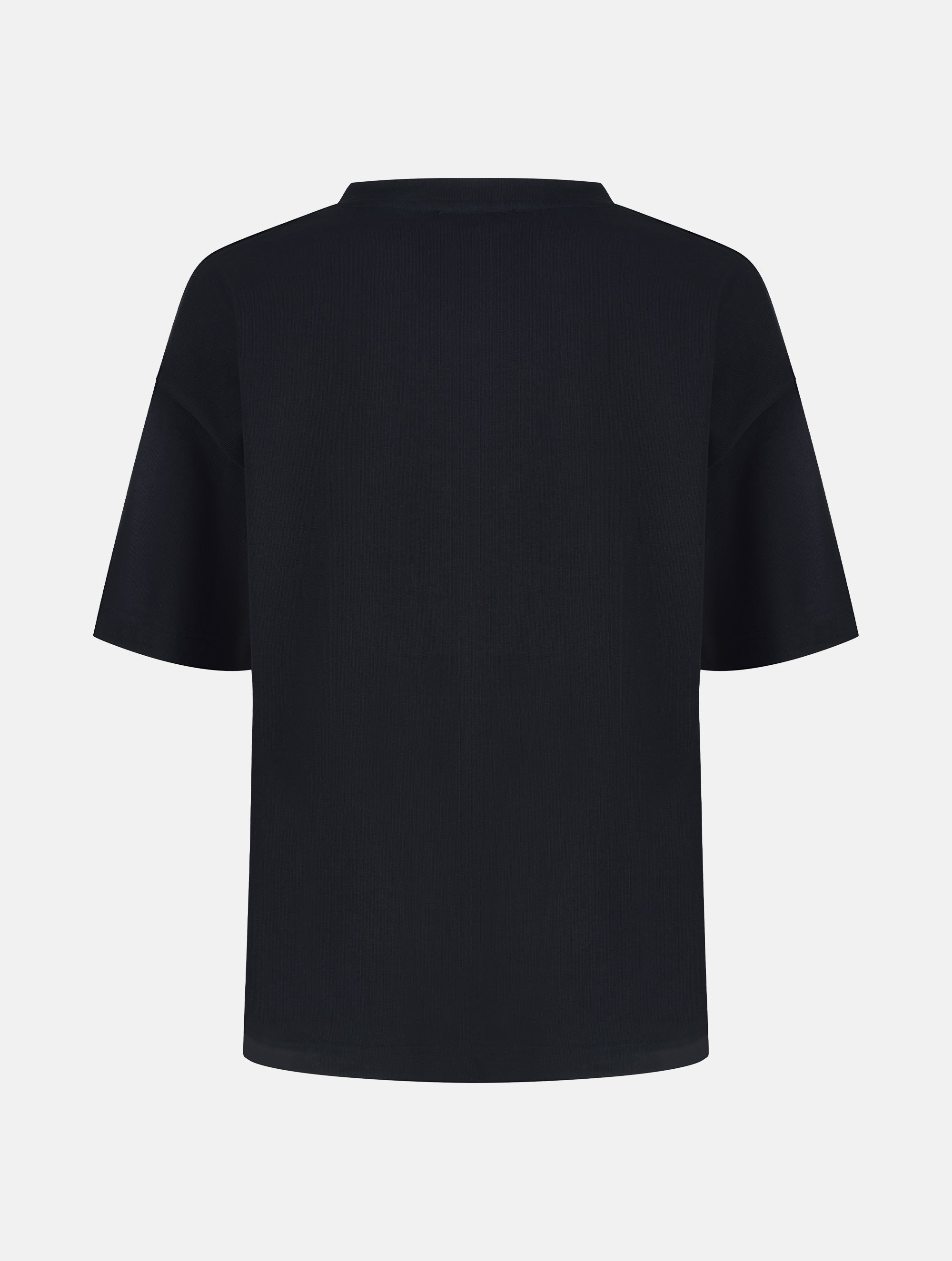 Grade geschnittenes Oversize T-Shirt aus Heavy Jersey mit Totenkopf-Stickerei Applikation. 