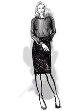 Eleganter paillettenbesetzter Rock mit Reißverschluss und enger Passform am Körper