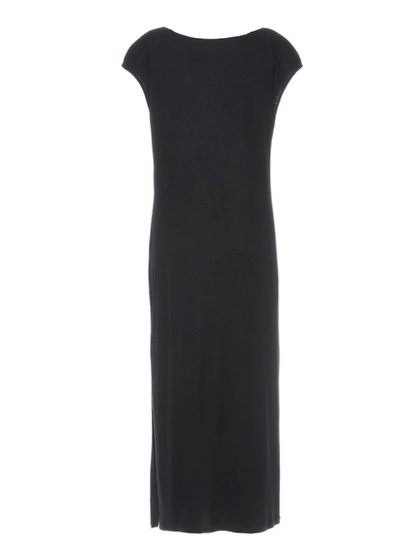 Midi-Schlauchkleid aus Edel-Jersey mit rundem Ausschnitt, Schulterpolstern und Schlitz an der Seite