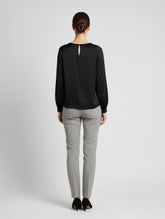 Alina long sleeves black Blouse. Schwarz Langarmbluse.