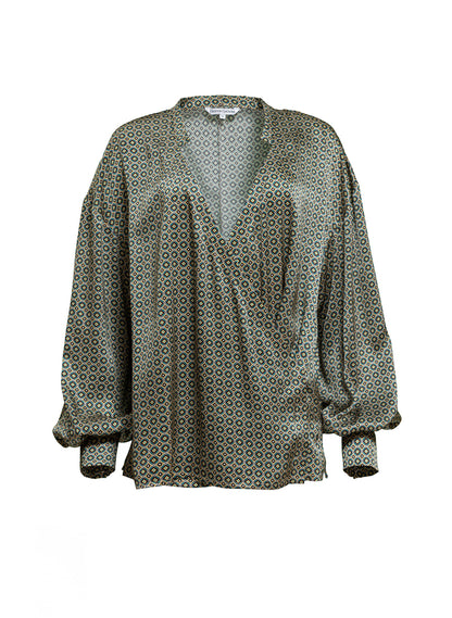 Gerade Wickelbluse aus feinster italienischer Seide von Helene Galwas