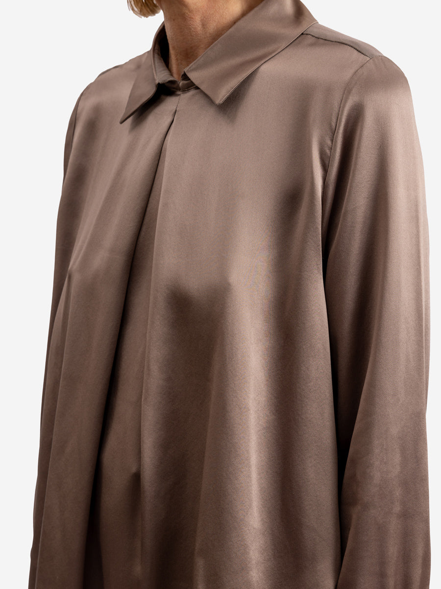 Langärmelige Seidenbluse Helga aus 100% italienischer Satinseide und Seidenbatist von Helene Galwas