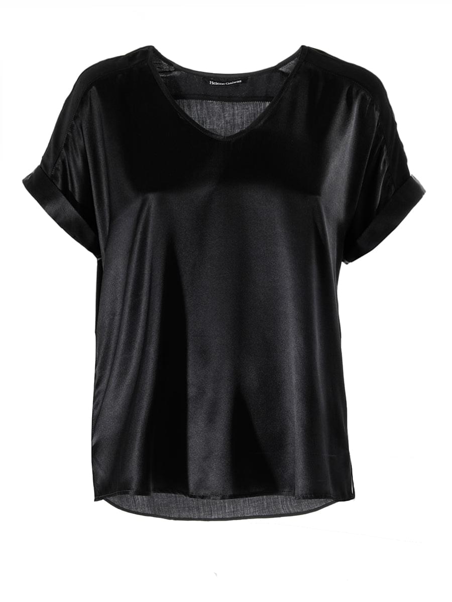 T-Shirt aus Seide mit Details aus 100% Viskose, weiten Ärmeln und geschmackvollen Details an den Schultern