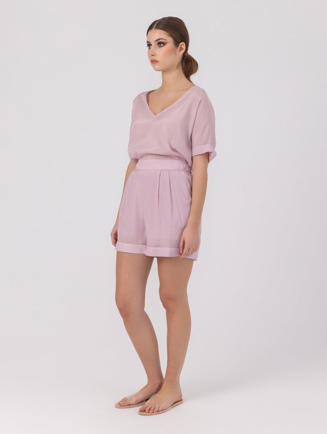 Locker geschnittene Shorts aus einer luxuriösen Mischung aus Seide und Elastan.