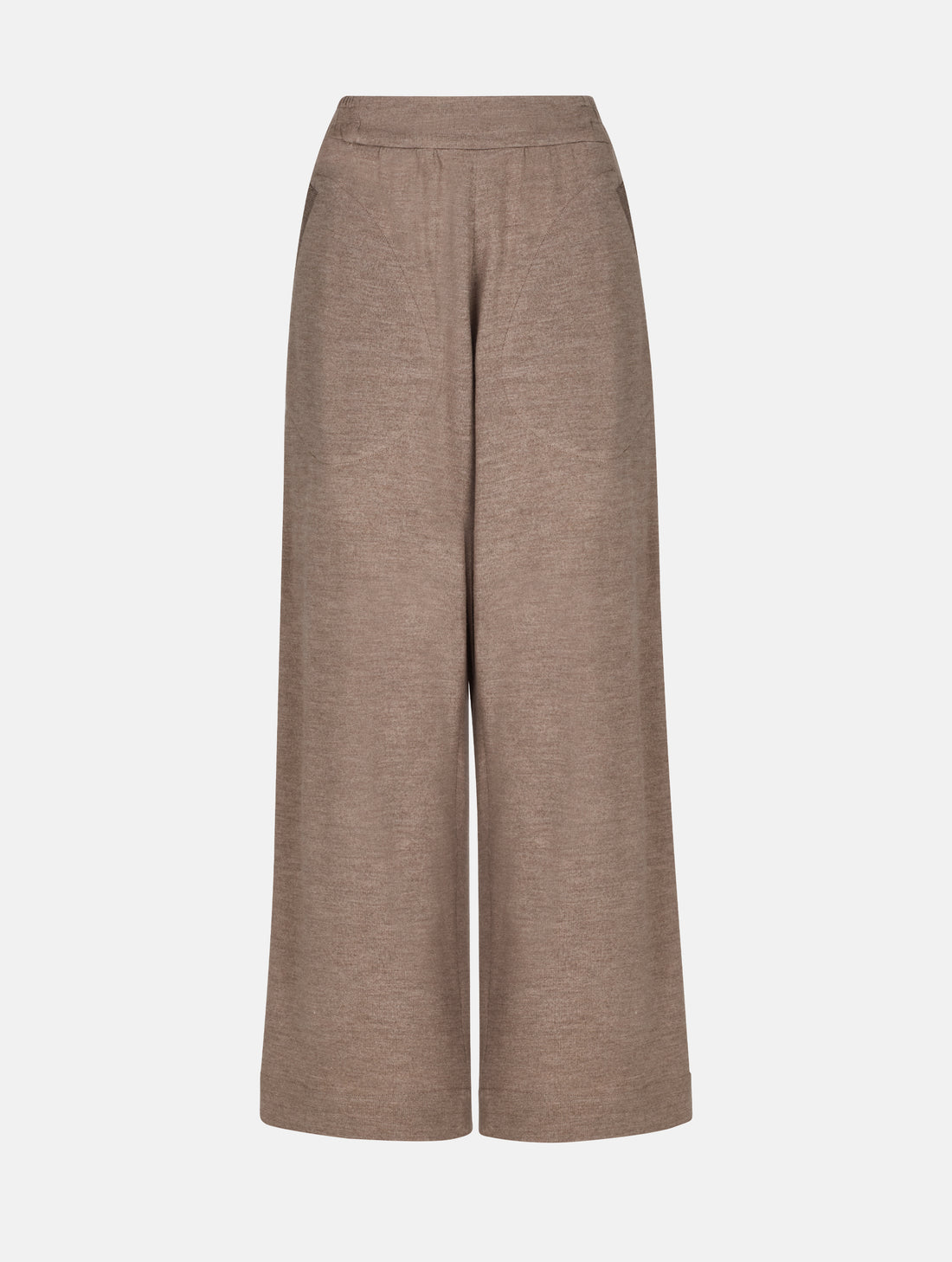 Weite Strickhose mit elatischem Hosenbund und grade geschnittenem Hosenbein, sowie integrierten Seitentaschen. Dieses Modell ist Teil unserer REBORN-Linie und steht für unsere "Zero-Waste-Politik", da mit Stoff aus Altbestand gefertigt.