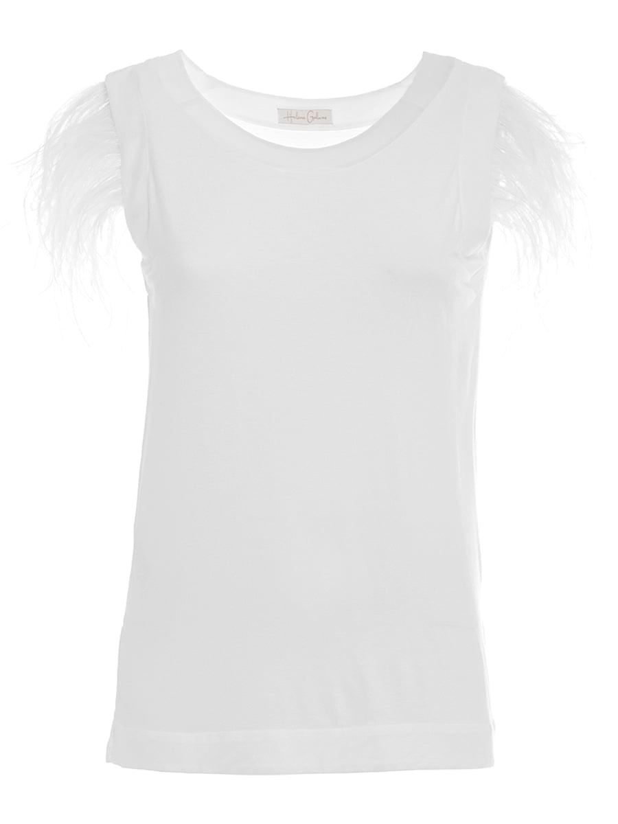 Hochwertiges Top aus Viskose mit an -und abknöpfbaren Federn am Arm