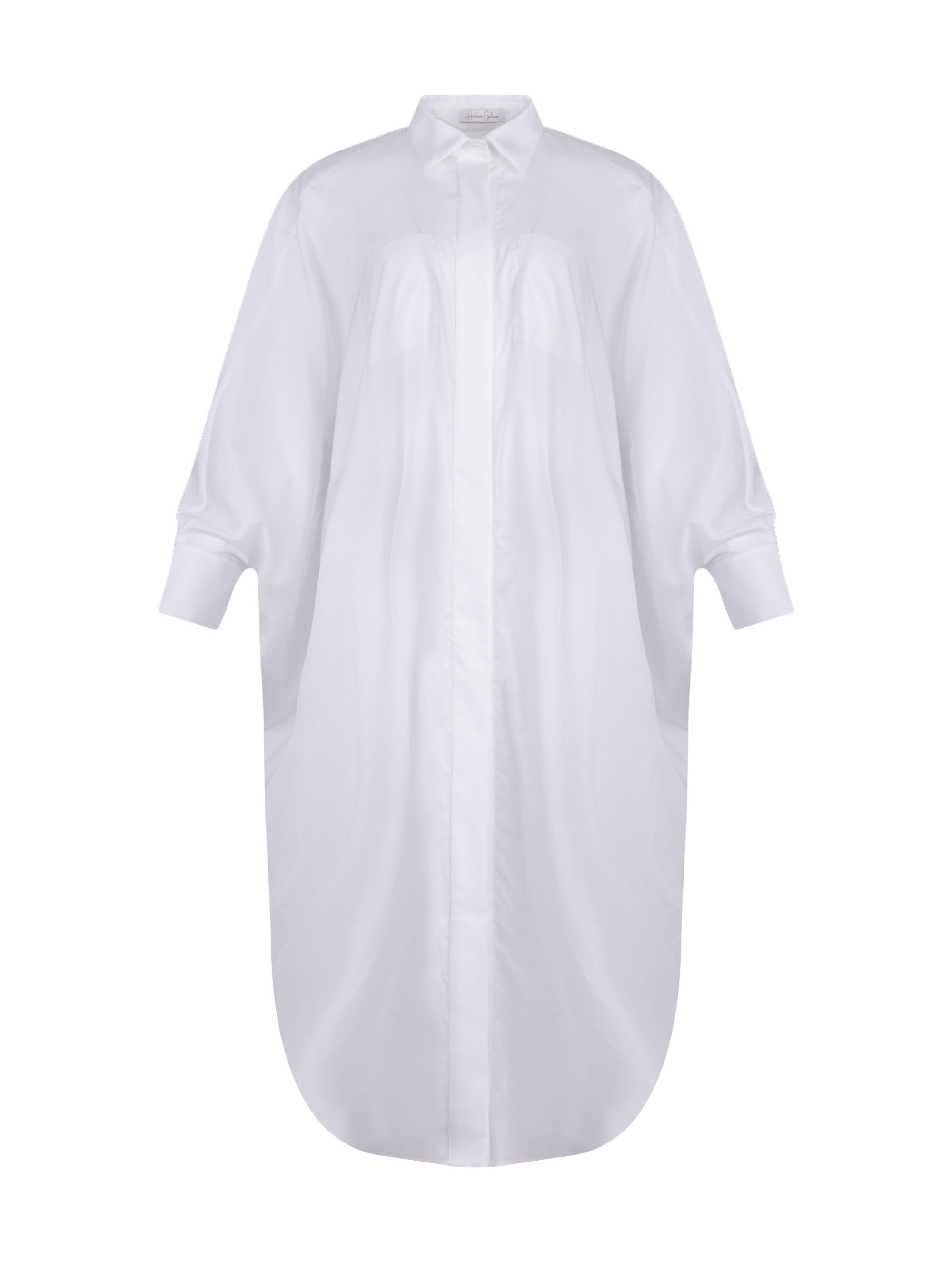 Weites Maxikleid, sophisticated Look durch den ausgefallenen Rückenauschnitt, der sich verstellen lässt, sodass man die Tiefe des Rückenausschnitts anpassen kann, Lange Ärmel mit klassischen Hemdmanschetten und Kragen.