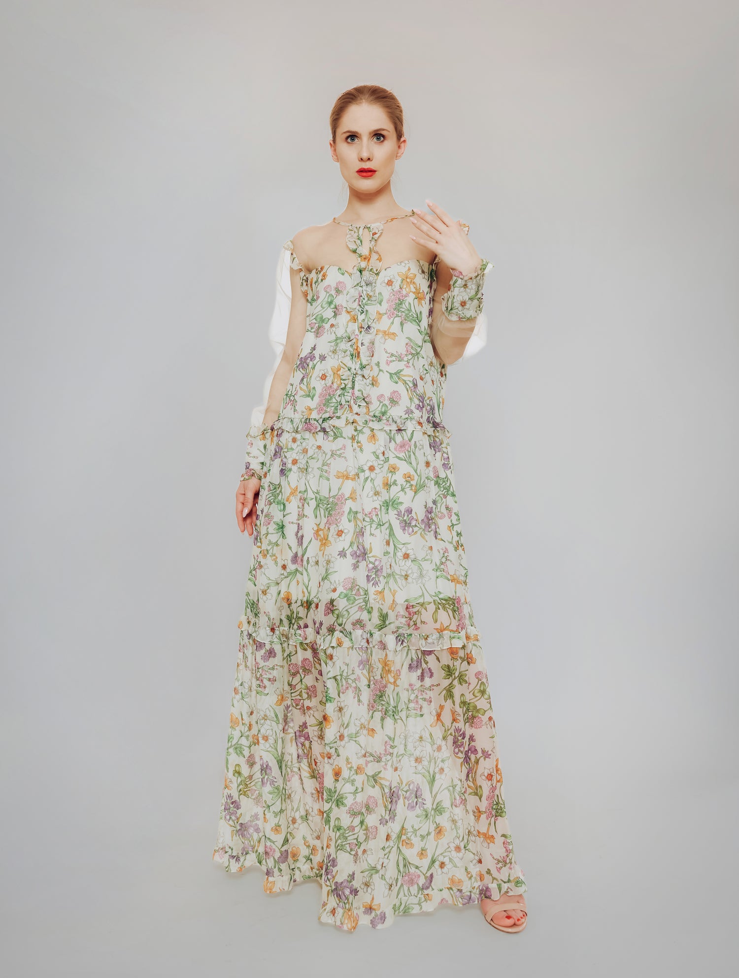 Nadia-Maxikleid mit Blumenmuster