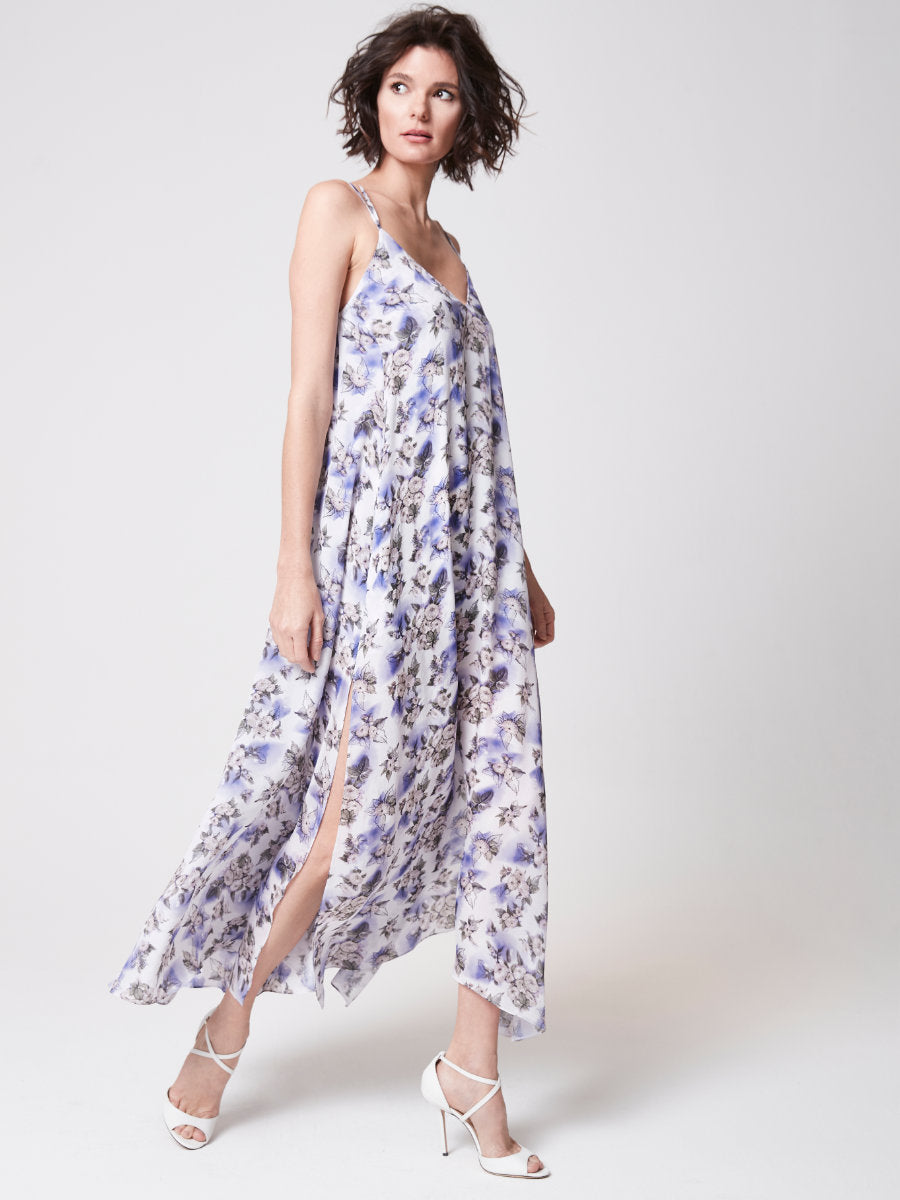Helene Galwas, Denise, Loose strap dress, viscose silk, Floral