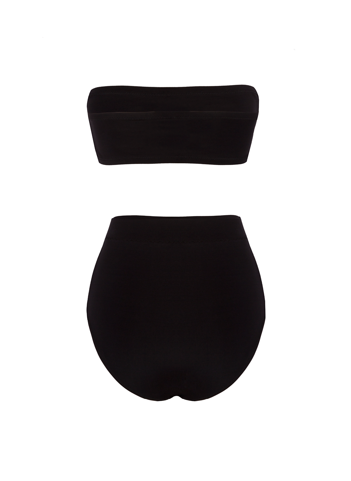 Schwarzer Bandeau Bikini mit hohem Taillienhöschen aus recyceltem Lycra