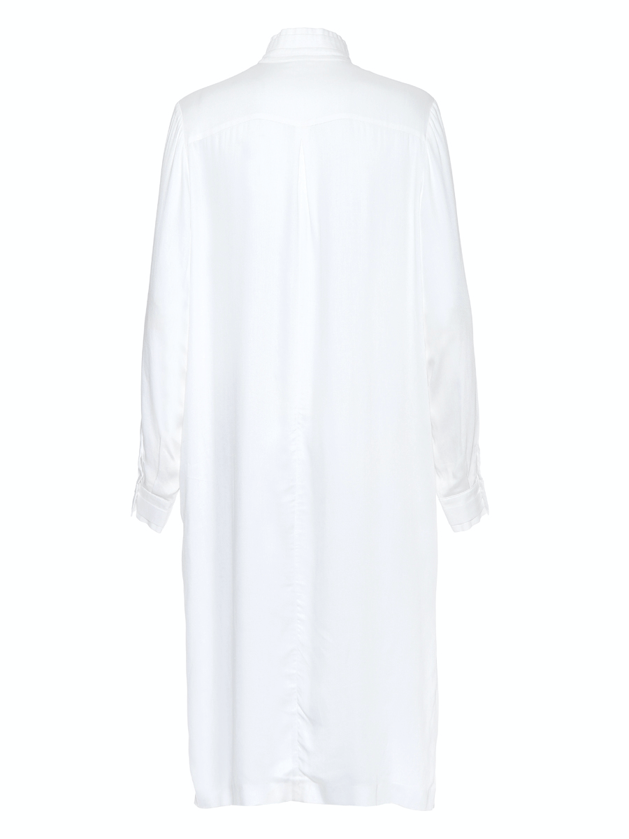 Midi Hemdkleid aus Viskose mit Stehkragen, versteckter Knopfleiste und einem seitlichen Schlitz