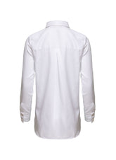 Weiße, taillierte Langarmbluse Hada aus 100% feinster Baumwolle von Helene Galwas