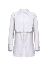 Weiße, taillierte Langarmbluse Hada aus 100% feinster Baumwolle von Helene Galwas