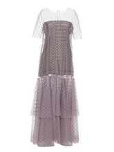 Maxikleid aus Tüll mit Samt Pünktchen, ungesäumten Kanten und blickdichtem Unterkleid