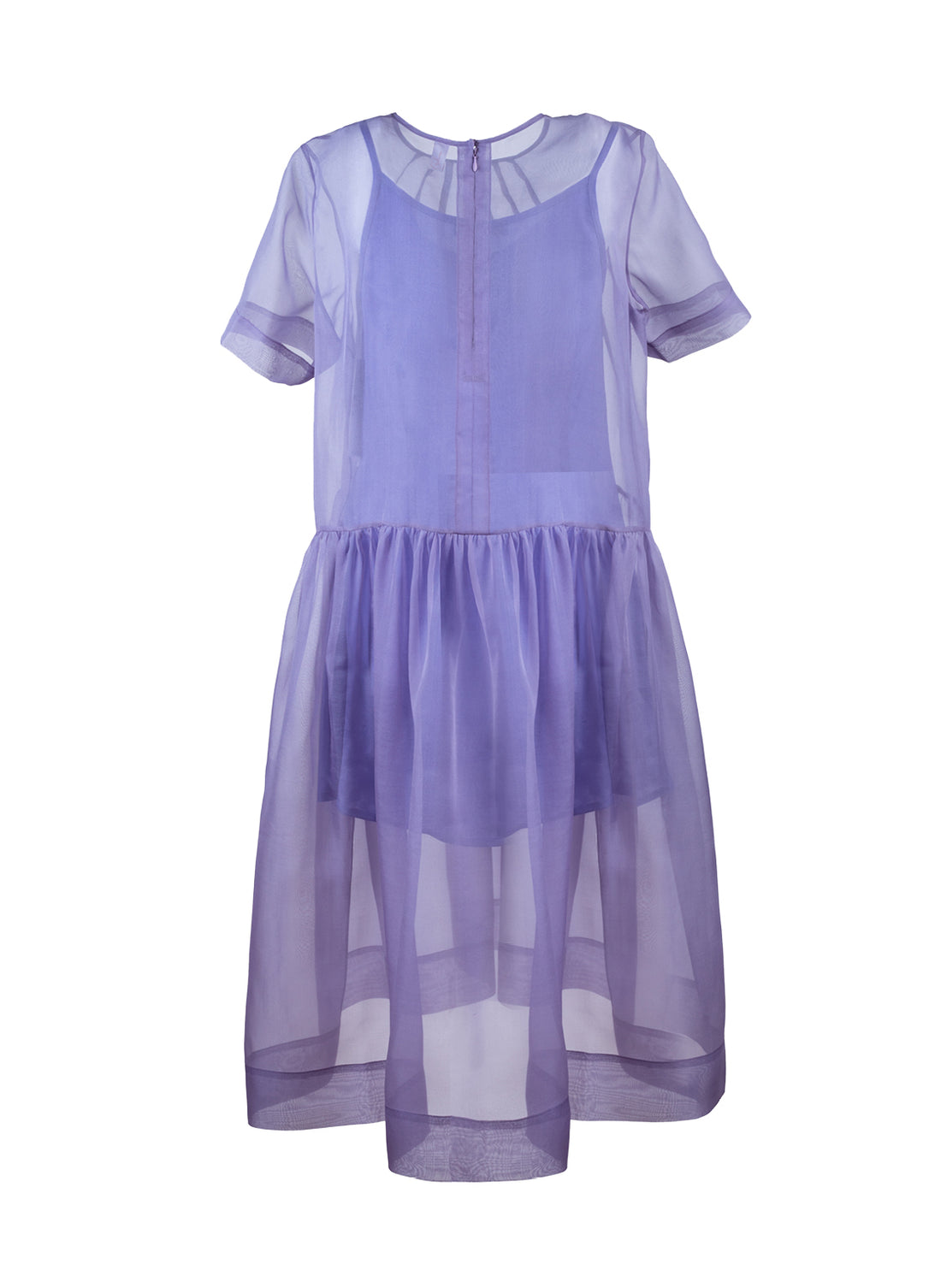 Midi-Kleid aus hochwertiger Organzaseide, kunstvollen Biesen im Brustbereich und passendem Unterkleid aus Viskose-Seiden Mix