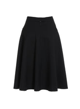 Midi-Rock aus hochwertiger Wolle, feinen Seidendetails an den Taschen und ausgestellter Silhouette
