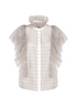 Bluse mit Organza-Volants auf Vorderseite, Schultern, Rücken und Kragen