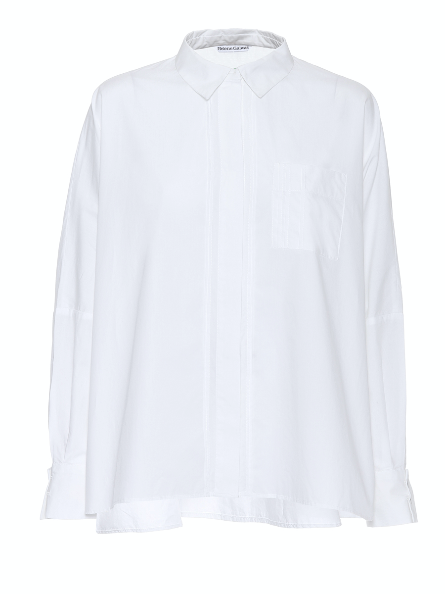 Oversize Bluse aus hochwertige Baumwolle, praktischer Brusttasche und subtilen Biesen-Falten