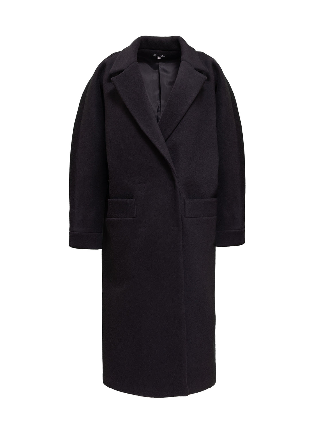 Schwarzer Oversize Mantel Hanna aus Schurwolle von Helene Galwas