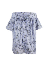 Weit geschnittene Bluse aus Premium Baumwolle, Carmen Ausschnitt auf dem Rücken zum Binden und ausgestellten Ärmeln.