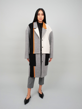 Oversize Colour-Blocking Mantel aus Kaschmir und Merinowolle und abknöpfbarem Unterteil