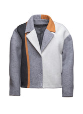 Oversize Colour-Blocking Mantel aus Kaschmir und Merinowolle und abknöpfbarem Unterteil