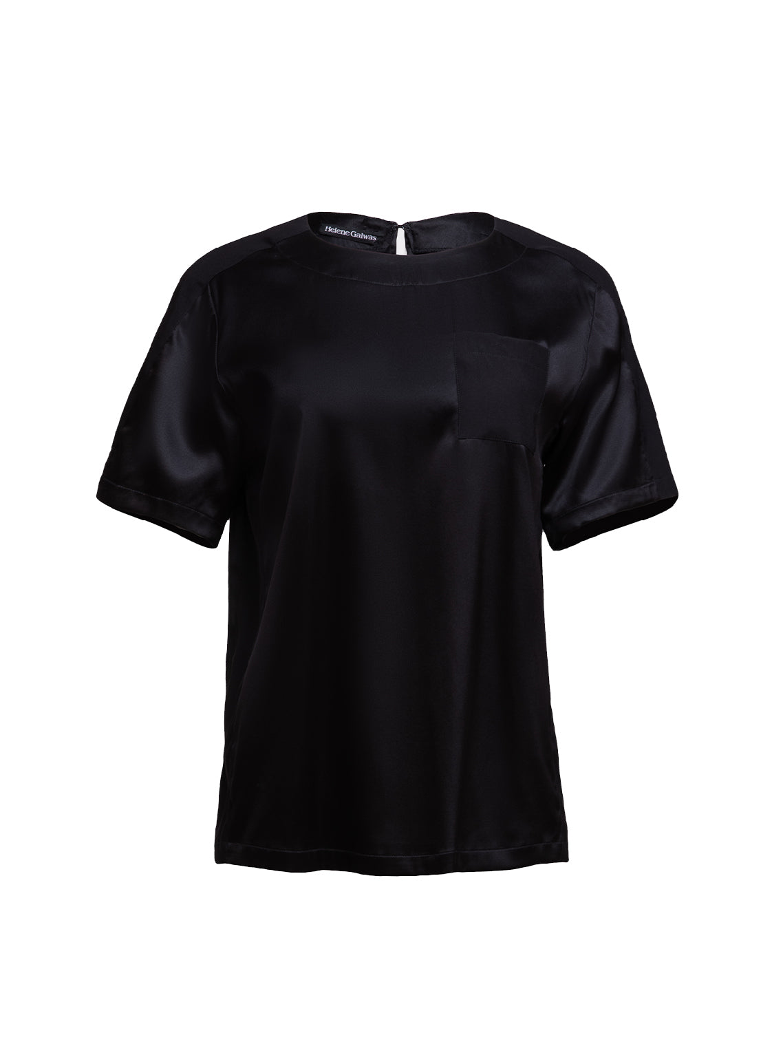 Kurzarm Seidenbluse mit einer stilvollen Brusttasche und einem rückenseitigen Knopfverschluss