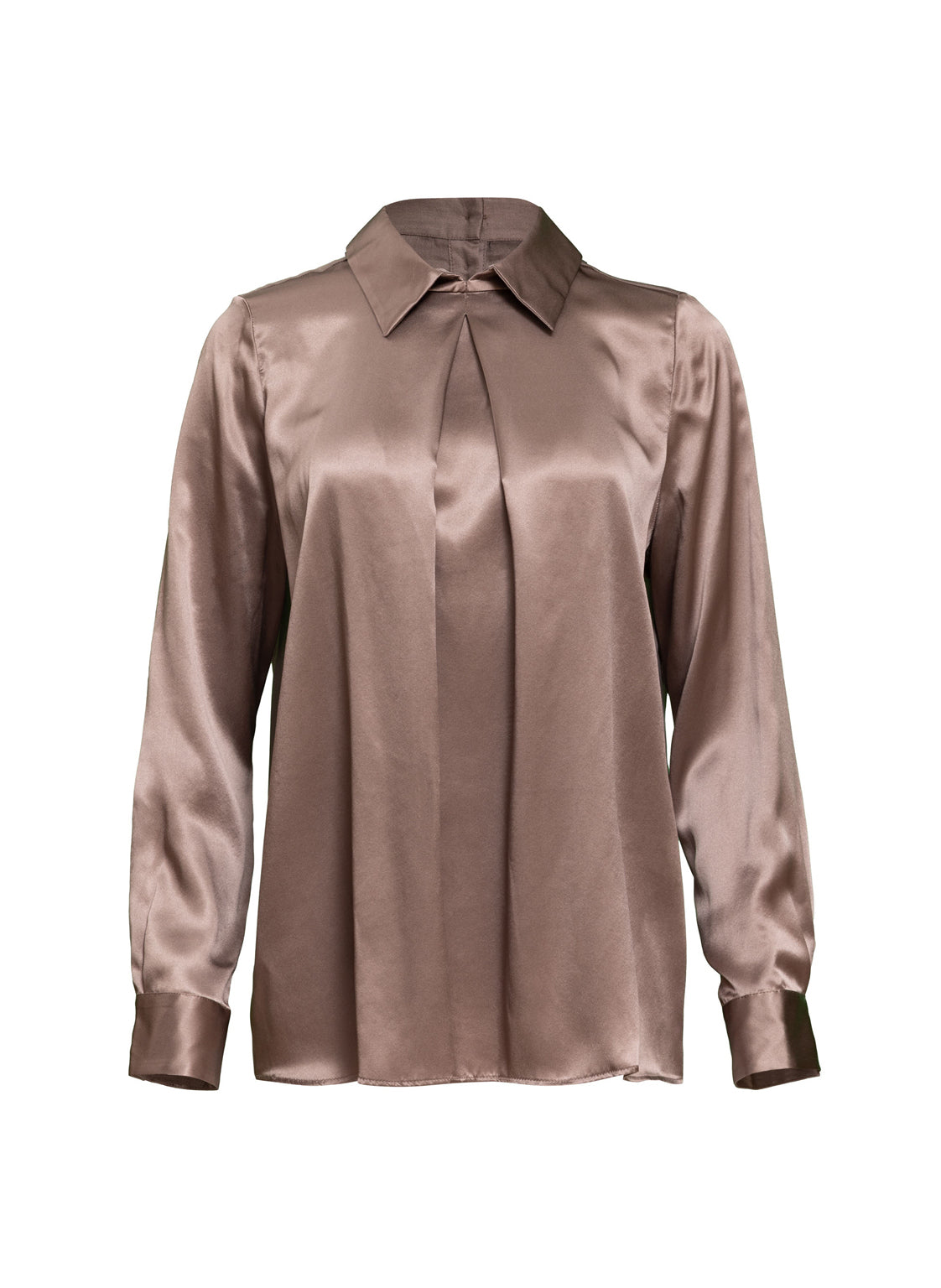 Langärmelige Seidenbluse Helga aus 100% italienischer Satinseide und Seidenbatist von Helene Galwas
