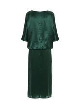 Langes Kleid aus 100% Seide mit weiten halblangen Ärmeln sowie einem seitlichen Schlitz