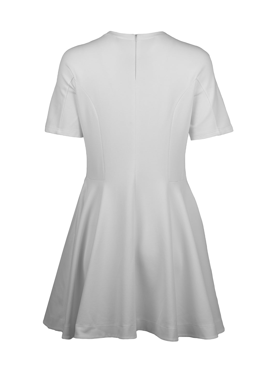 Tailliertes Kleid aus festem Baumwolle-Mix, hochgeschlossenem Rundhalsausschnitt sowie Reißverschluss an der Rückseite