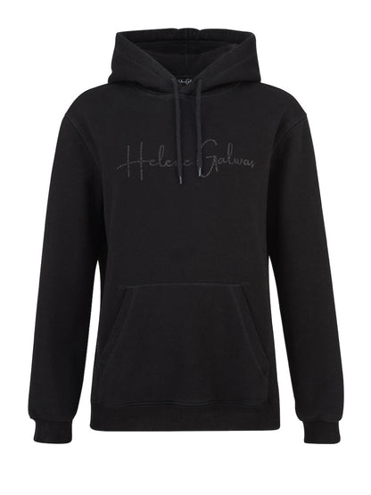 exclusive helene galwas black hoodie. Exklusiver schwarzer Kapuzenpulli von Helene Galwas. 